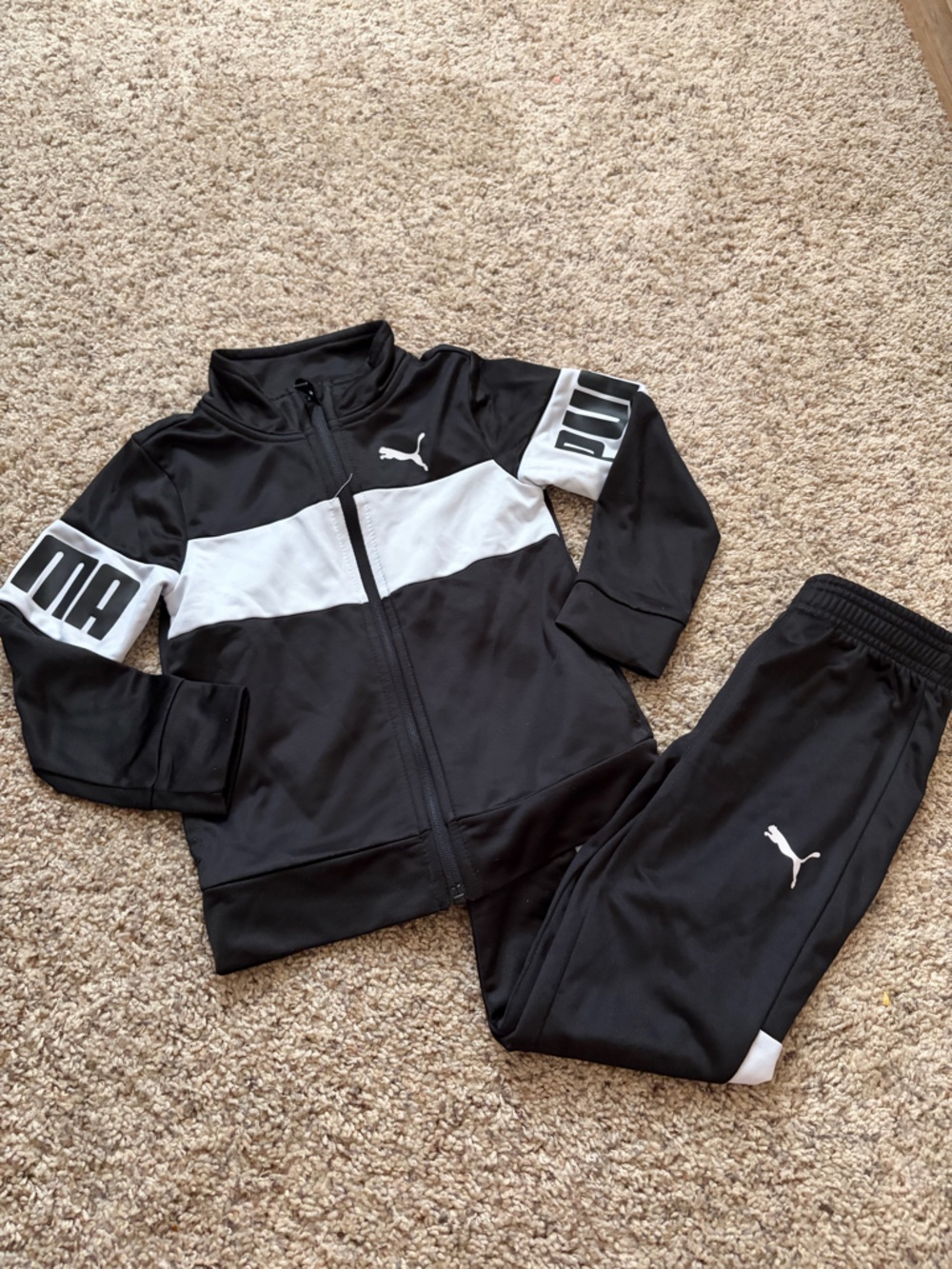 Puma Black and White Athletic Track Jacket & Pants